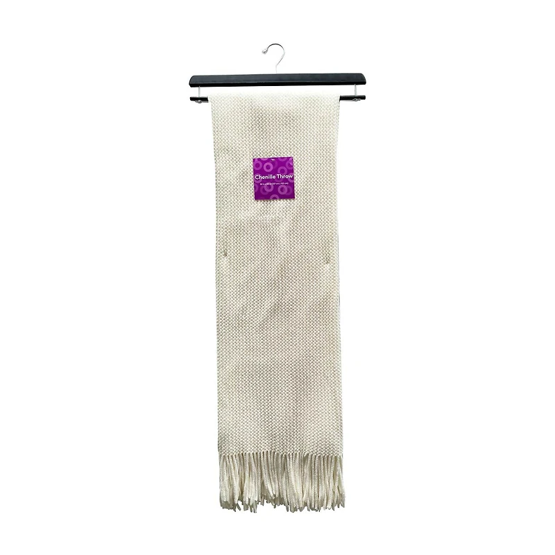 Chenille Throw with Fringe, 60 in x 50 in, Assorted