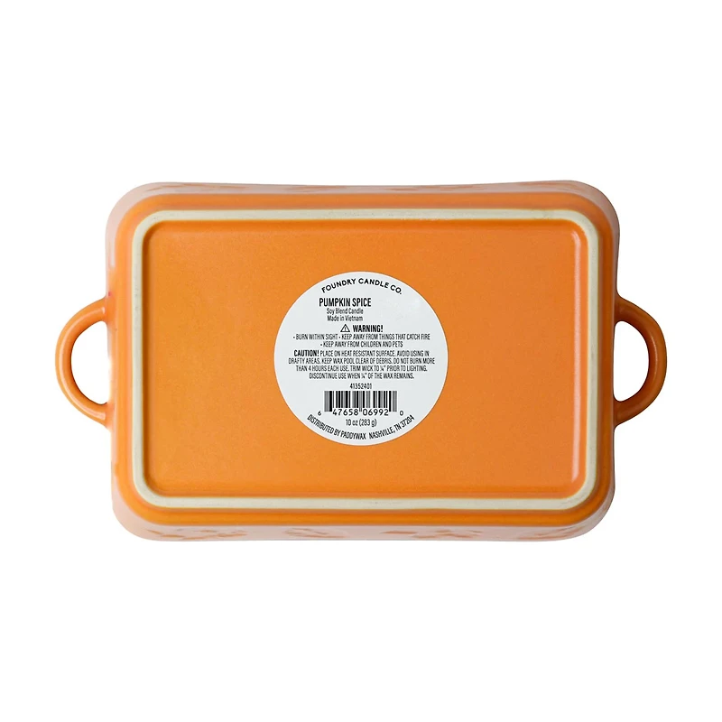 Foundry Candle Co. Ceramic Baking Dish Soy Blend Candle, 10 oz, Pumpkin Spice