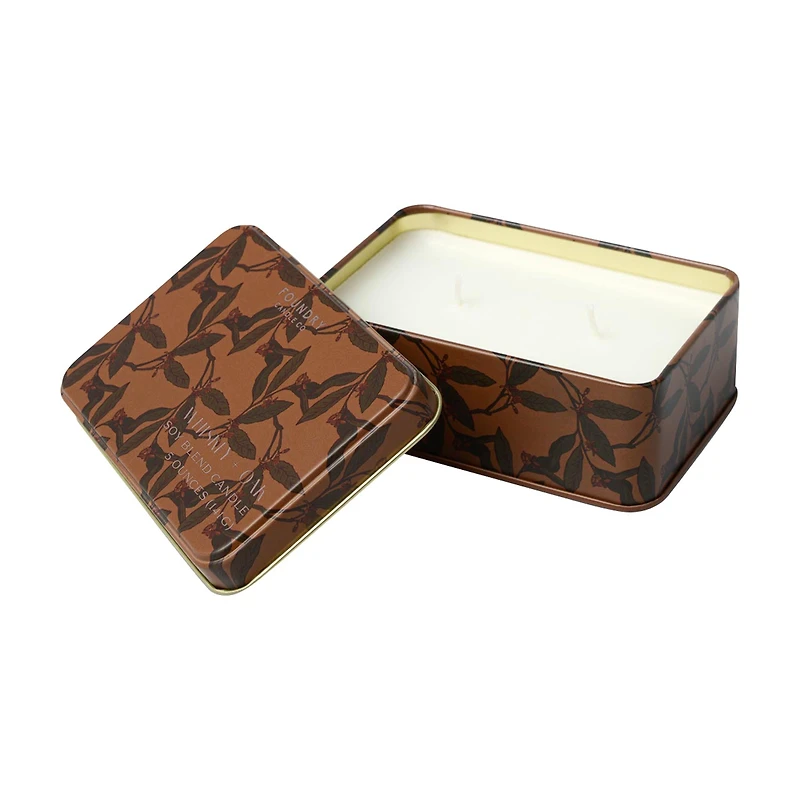 Foundry Candle Co. Printed Tin Soy Blend Candle, 5 oz, Whiskey + Oak