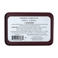 Foundry Candle Co. Printed Tin Soy Blend Candle, 5 oz, Apple Cider