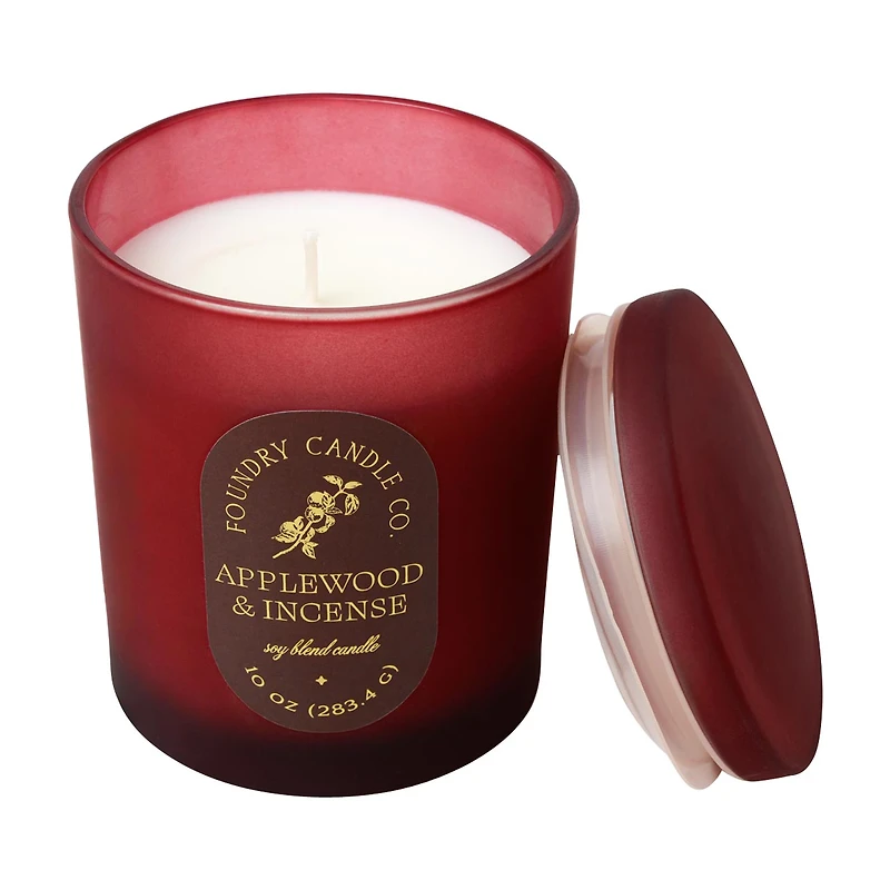 Foundry Candle Co. Glass Soy Blend Candle, 10 oz, Applewood & Incense