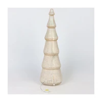 Iridescent Glittery Cream Glass Light-Up Christmas Tree, Medium