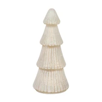 Iridescent Glittery Cream Glass Light-Up Christmas Tree, Small