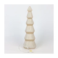 Iridescent Glittery Cream Glass Light-Up Christmas Tree, Large