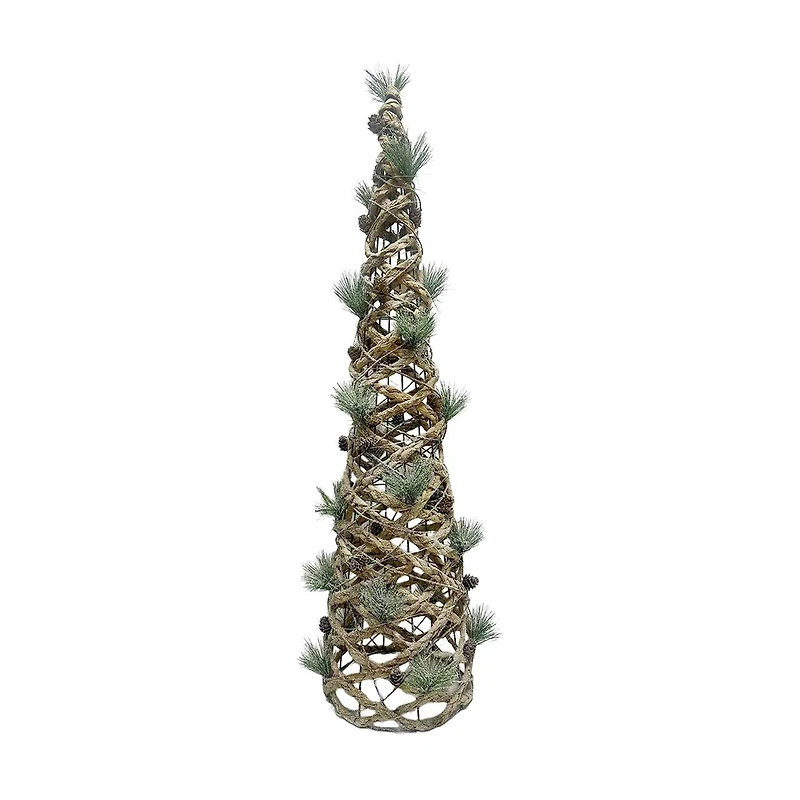 Battery-Operated Festive Christmas Rattan Tree, 40 in