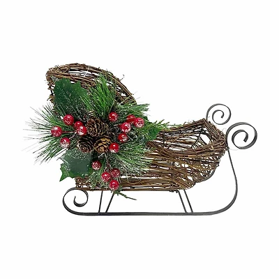 Rattan Sleigh Decor, 12 in