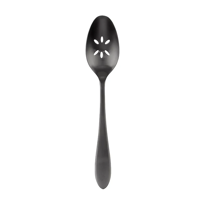 Delia Black Satin Slotted Spoon