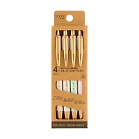 Yoobi Recycled Barrel Ballpoint Pens, 4 pk