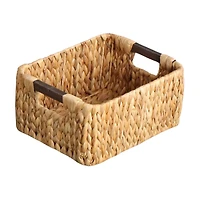 Water Hyacinth Basket with Wooden Handles, Small