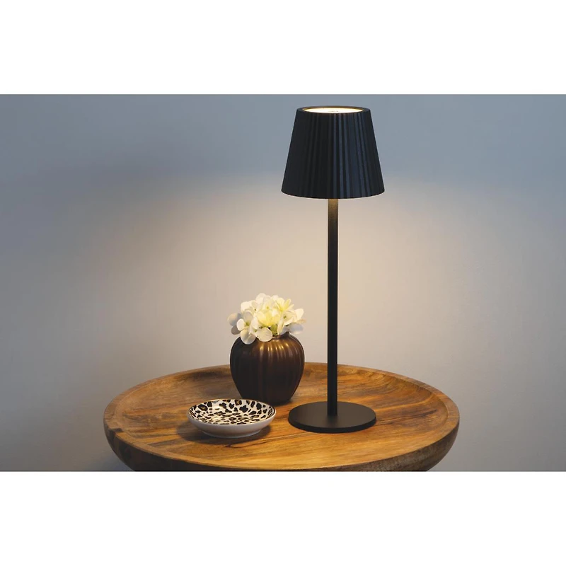 Fluted Top Portable Touch Lamp -Black