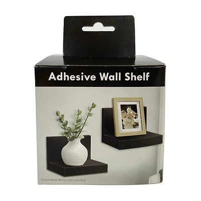 Adhesive Wall Shelf, Black, 4 in