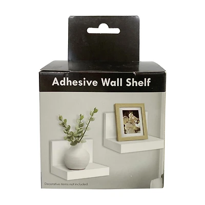 Adhesive Wall Shelf, White, 4 in