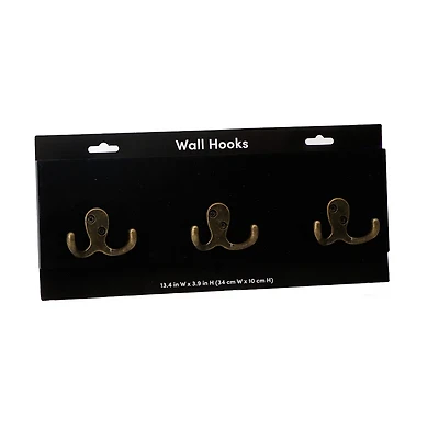Black Wall Hooks, 13 in x 4 in, 3 ct