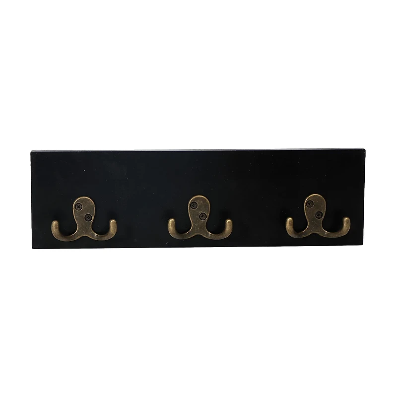 Black Wall Hooks, 13 in x 4 in, 3 ct