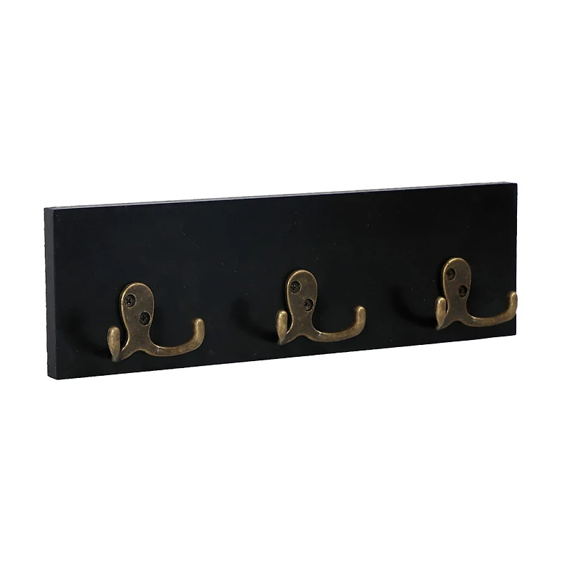 Black Wall Hooks, 13 in x 4 in, 3 ct