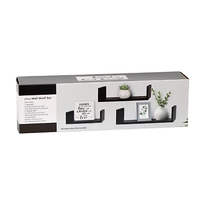 Mountable Wall Shelf Set, Black, 3 ct