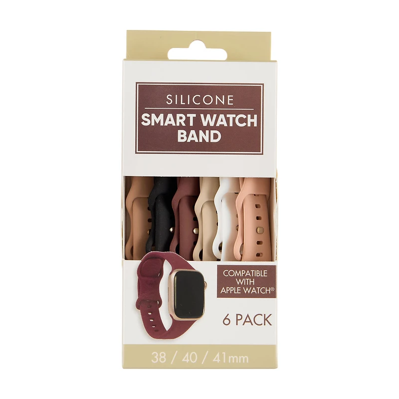 Silicone Smart Watch Band, 41 mm, 6 pk