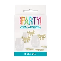 Unique Party! Gold Foil Paper Bow Drink Markers, 8 ct