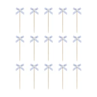 Unique Party Blue Bow Pearl Picks, 15 ct