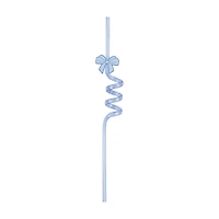 Unique Party Blue Bow Plastic Straw Set, 6 ct