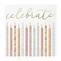 "Celebrate" Gold Candle Lunch Napkin, 16 ct