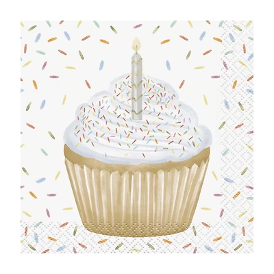 Gold Cupcake Beverage Napkin, 16 ct