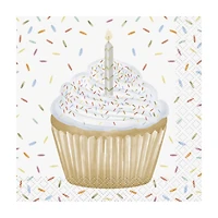 Gold Cupcake Beverage Napkin, 16 ct