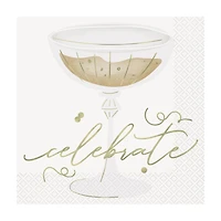 "Celebrate" Gold Coupe Glass Lunch Napkin
