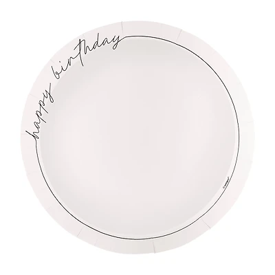Black & White Birthday Low-Profile Round Plates, 8.25 in, 8 ct