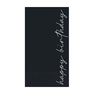 "Happy Birthday" Black & White Guest Napkin