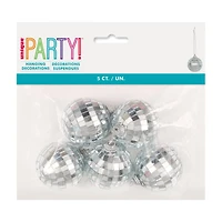 Unique Party! Silver Mini Disco Ball Decorations, 5 ct