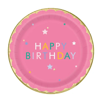 Stars Birthday 9" Round Foil Plates, 8 ct