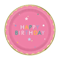 Stars Birthday 9" Round Foil Plates, 8 ct