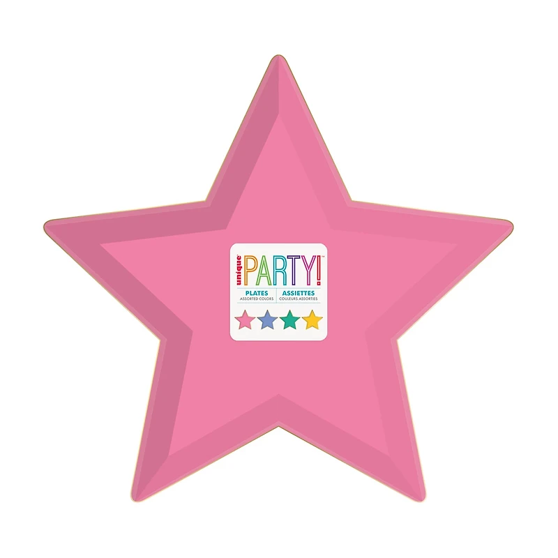 Unique Party! Stars Star-Shaped Assorted Party Plates, 8 ct, 10.5 in