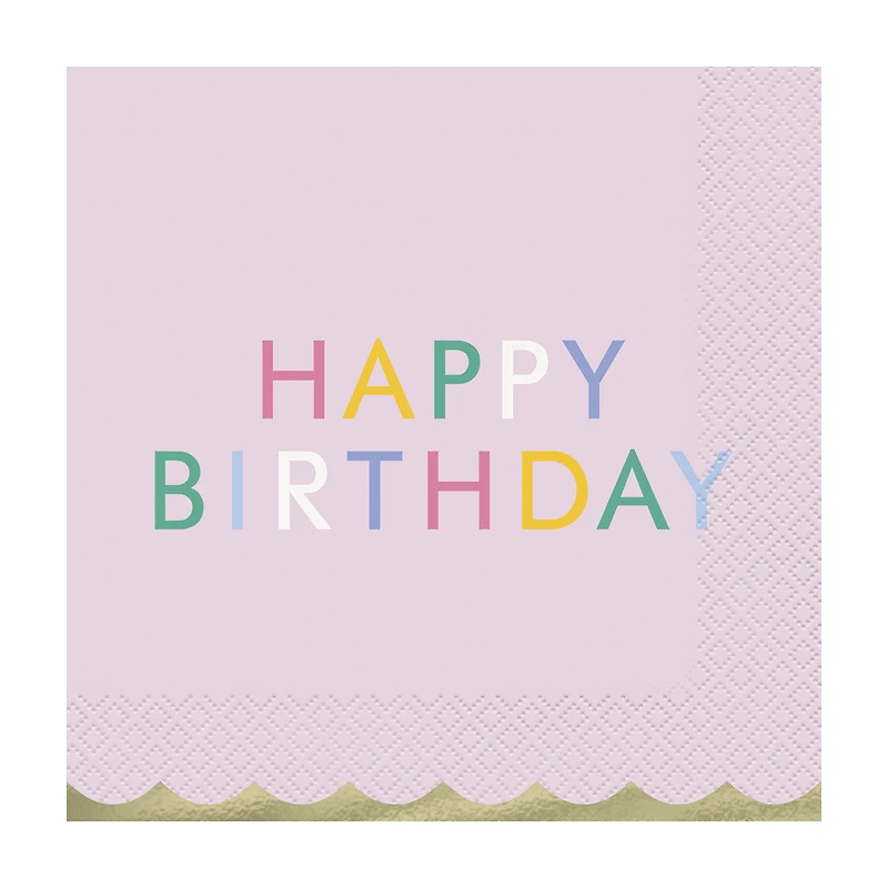 Happy Birthday Assorted Foil Lunch Napkins, 16ct
