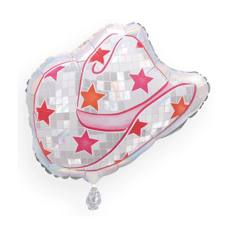 Iridescent Cowgirl Hat-Shaped Foil Balloon, 13 in
