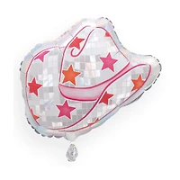Iridescent Cowgirl Hat-Shaped Foil Balloon, 13 in