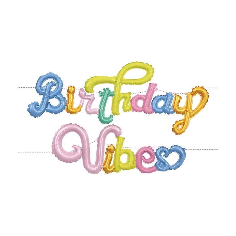 "Birthday Vibes" Balloon Script Banner, 9ft