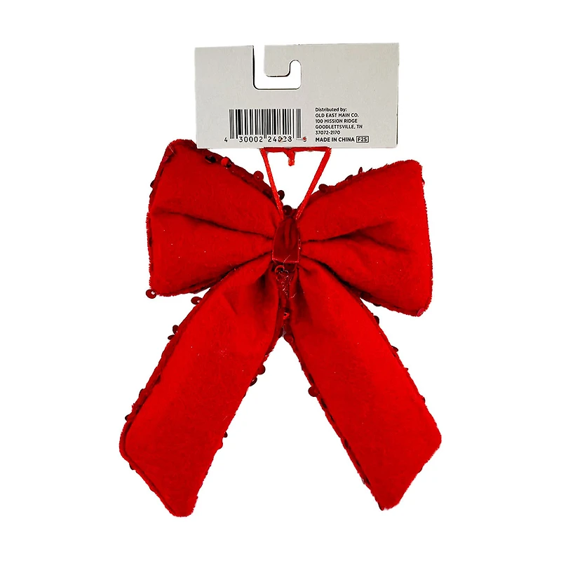 Holiday Style Christmas Bow Ornament, Assorted