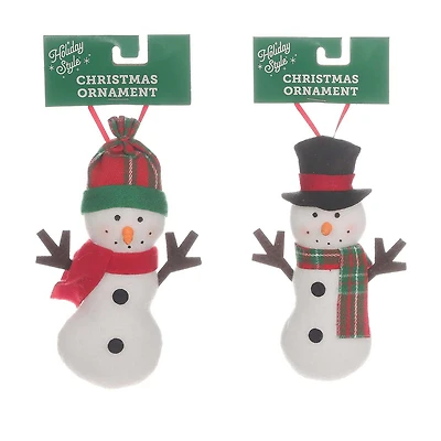 Holiday Style Snowman Christmas Ornament, Assorted