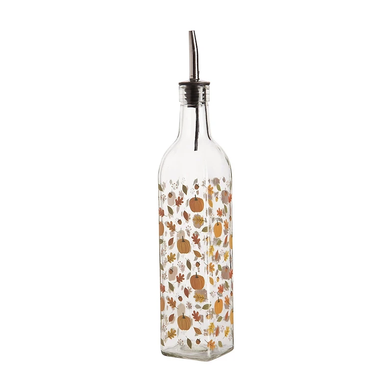 Oil/Vinegar Bottle with Harvest Design, 17 oz
