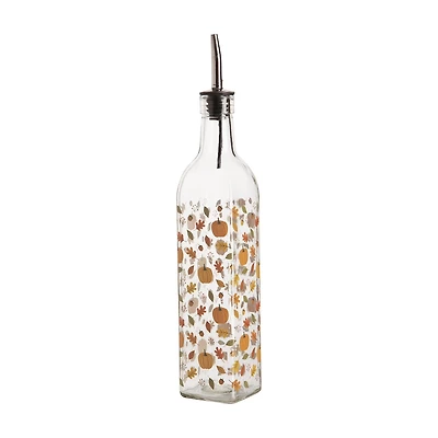 Oil/Vinegar Bottle with Harvest Design, 17 oz