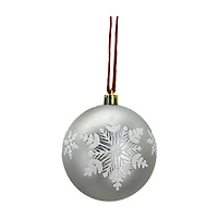 Glitter Snowflake Plastic Ball Ornament, Silver & White