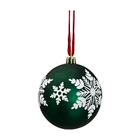 Glitter Snowflake Plastic Ball Ornament, Green & White