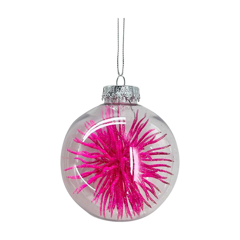 Christmas Pink Glitter Spike Ornament