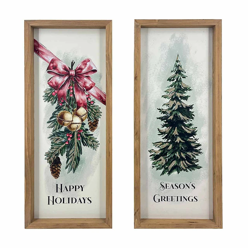Framed Christmas Art, 7 in x 20 in, Assorted