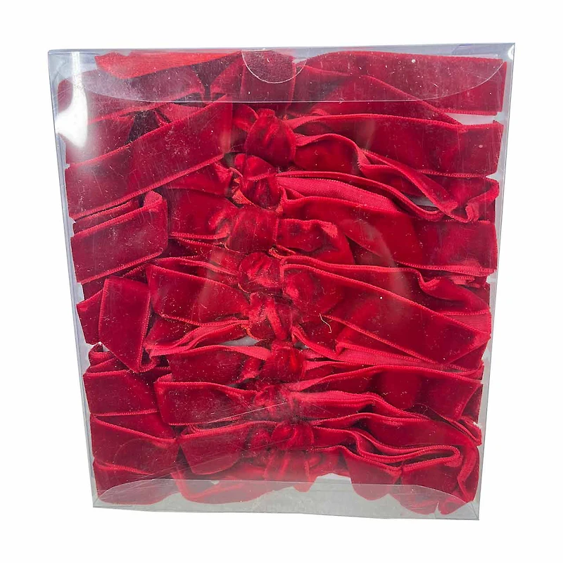 Velvet Bows, Red, 7 in, 10 ct