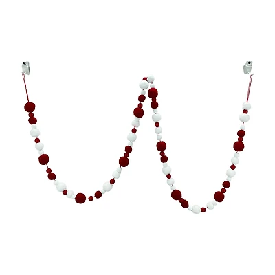 Christmas Pom Pom Garland, Red & Burgundy, 6 ft