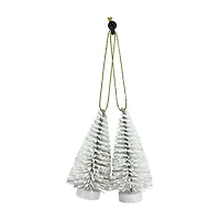 Glitter Brush Tree Ornament Set, White