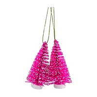 Glitter Brush Tree Ornament Set, Pink
